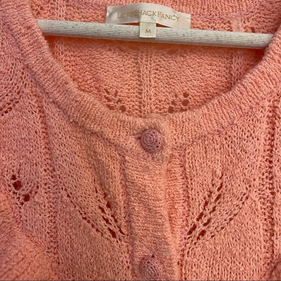 LoveShackFancy Warren Ruffle Button Up Cardigan Tulip Sachet - Picture 3 of 5